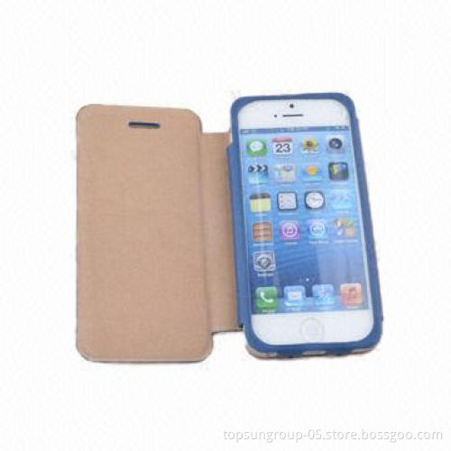 PU Leather Flip Book Case for iPhone 5, Ultra Slim, Comes in Black